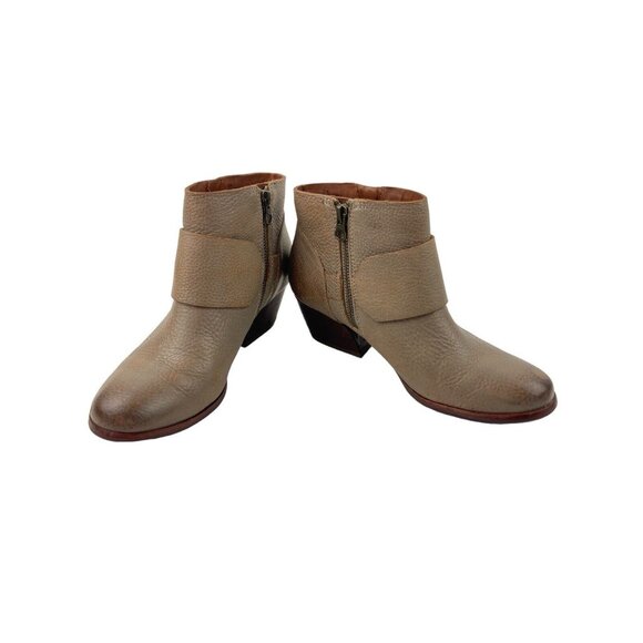 *Kork-Ease Isa Taupe Leather Booties Womens Size 6.5 Moto Buckle Zip Strap Boots - Picture 11 of 16